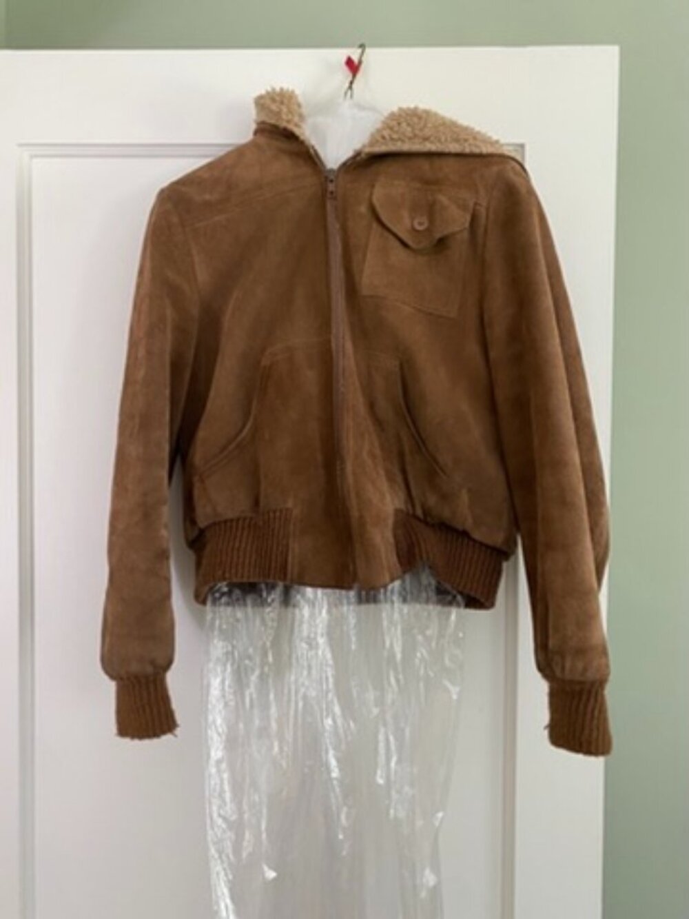 Vintage Suede bomber-type hooded leather jacket